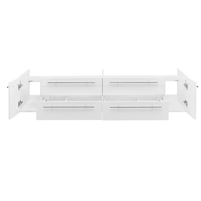 Fresca FCB6172WH-UNS Lucera 72" White Wall Hung Double Undermount Sink Modern Bathroom Cabinet