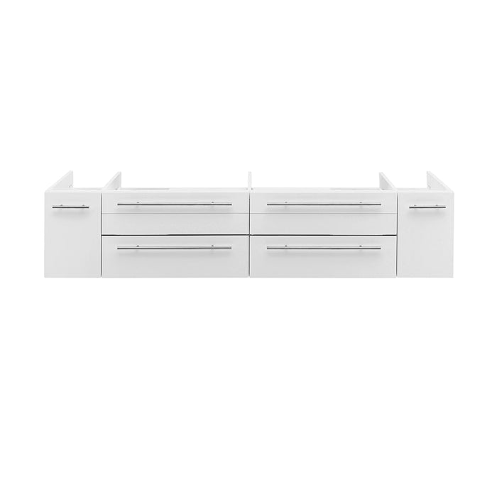 Fresca FCB6172WH-VSL Lucera 72" White Wall Hung Double Vessel Sink Modern Bathroom Cabinet