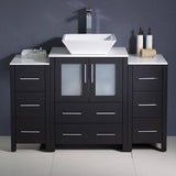 Fresca FCB62-122412ES-CWH-V Torino 48" Espresso Modern Bathroom Cabinets with Top & Vessel Sink