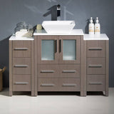 Fresca FCB62-122412GO-CWH-V Torino 48" Gray Oak Modern Bathroom Cabinets with Top & Vessel Sink