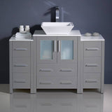 Fresca FCB62-122412GR-CWH-V Torino 48" Gray Modern Bathroom Cabinets with Top & Vessel Sink