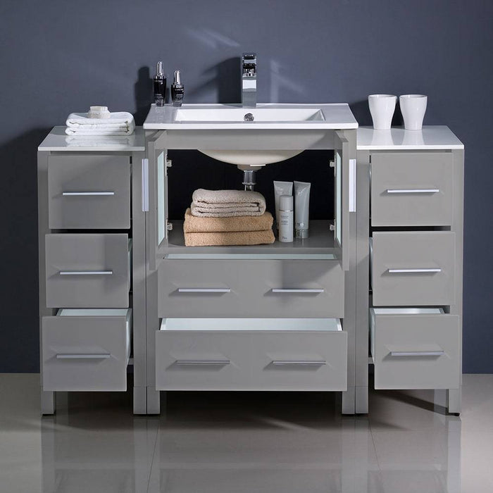 Fresca FCB62-122412GR-I Torino 48" Grey Modern Bathroom Cabinets with Integrated Sink