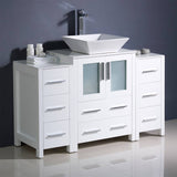 Fresca FCB62-122412WH-CWH-V Torino 48" White Modern Bathroom Cabinets with Top & Vessel Sink