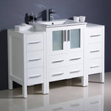 Fresca FCB62-122412WH-I Torino 48" White Modern Bathroom Cabinets with Integrated Sink