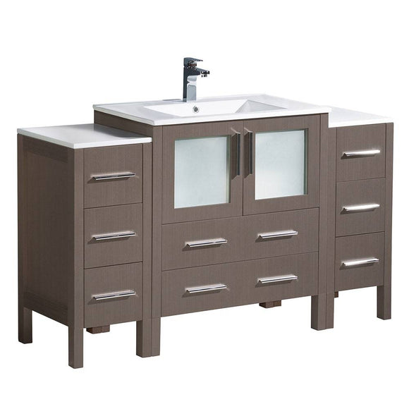 Fresca FCB62-123012GO-I Torino 54" Gray Oak Modern Bathroom Cabinets with Integrated Sink