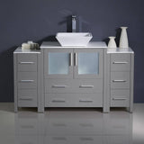 Fresca FCB62-123012GR-CWH-V Torino 54" Gray Modern Bathroom Cabinets with Top & Vessel Sink