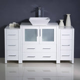 Fresca FCB62-123012WH-CWH-V Torino 54" White Modern Bathroom Cabinets with Top & Vessel Sink