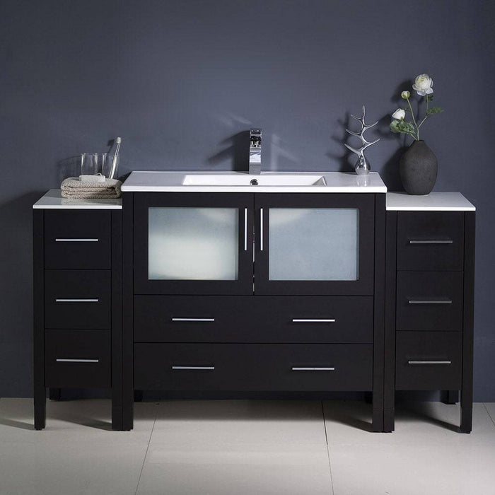 Fresca FCB62-123612ES-I Torino 60" Espresso Modern Bathroom Cabinets with Integrated Sink