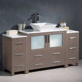 Fresca FCB62-123612GO-CWH-V Torino 60" Gray Oak Modern Bathroom Cabinets with Top & Vessel Sink