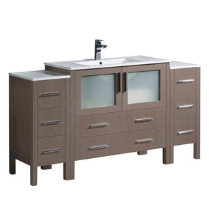Fresca FCB62-123612GO-I Torino 60" Gray Oak Modern Bathroom Cabinets with Integrated Sink