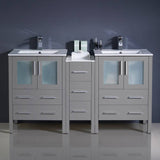 Fresca FCB62-241224GR-I Torino 60" Gray Modern Double Sink Bathroom Cabinets with Integrated Sinks