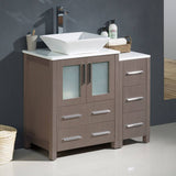 Fresca FCB62-2412GO-CWH-V Torino 36" Gray Oak Modern Bathroom Cabinets with Top & Vessel Sink