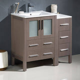 Fresca FCB62-2412GO-I Torino 36" Gray Oak Modern Bathroom Cabinets with Integrated Sinks