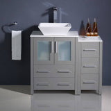 Fresca FCB62-2412GR-CWH-V Torino 36" Gray Modern Bathroom Cabinets with Top & Vessel Sink