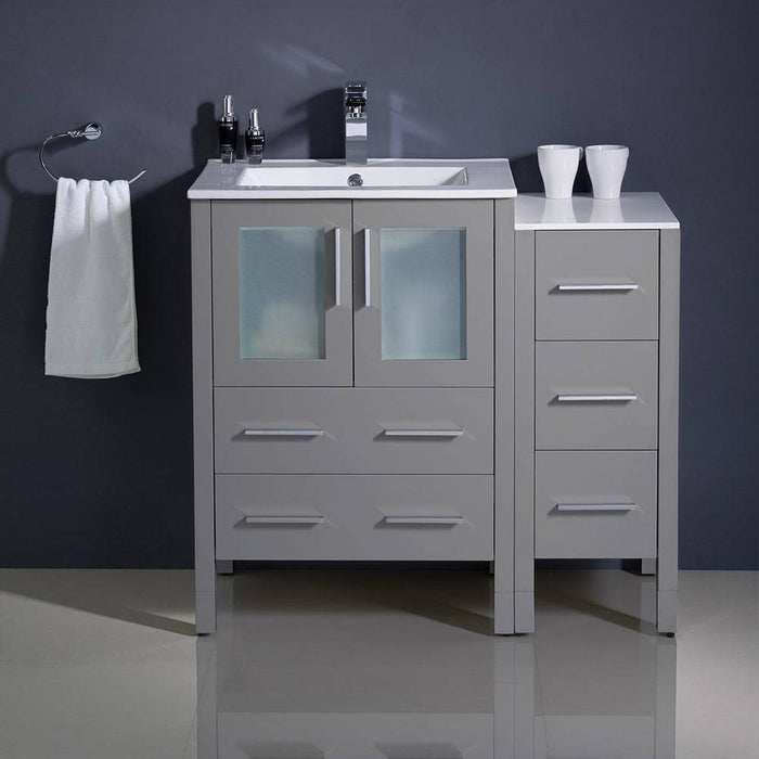 Fresca FCB62-2412GR-I Torino 36" Grey Modern Bathroom Cabinets with Integrated Sink