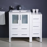 Fresca FCB62-2412WH-I Torino 36" White Modern Bathroom Cabinets with Integrated Sink