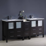 Fresca FCB62-301230ES-I Torino 72" Espresso Modern Double Sink Bathroom Cabinets with Integrated Sinks