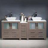 Fresca FCB62-301230GO-CWH-V Torino 72" Gray Oak Modern Double Sink Bathroom Cabinets with Tops & Vessel Sinks