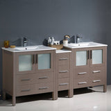 Fresca FCB62-301230GO-I Torino 72" Gray Oak Modern Double Sink Bathroom Cabinets with Integrated Sinks