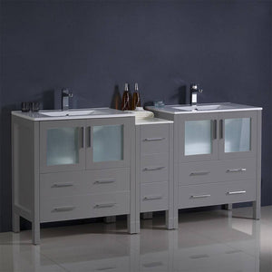 Fresca FCB62-301230GR-I Torino 72" Gray Modern Double Sink Bathroom Cabinets with Integrated Sinks