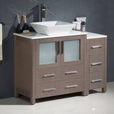 Fresca FCB62-3012GO-CWH-V Torino 42" Gray Oak Modern Bathroom Cabinets with Top & Vessel Sink