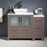 Fresca FCB62-3012GO-CWH-V Torino 42" Gray Oak Modern Bathroom Cabinets with Top & Vessel Sink