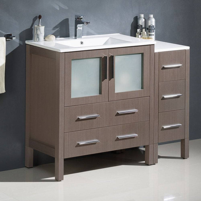 Fresca FCB62-3012GO-I Torino 42" Gray Oak Modern Bathroom Cabinets with Integrated Sink