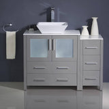 Fresca FCB62-3012GR-CWH-V Torino 42" Gray Modern Bathroom Cabinets with Top & Vessel Sink