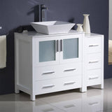 Fresca FCB62-3012WH-CWH-V Torino 42" White Modern Bathroom Cabinets with Top & Vessel Sink