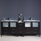 Fresca FCB62-361236ES-I Torino 84" Espresso Modern Double Sink Bathroom Cabinets with Integrated Sinks