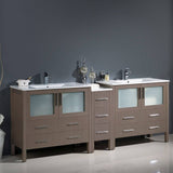 Fresca FCB62-361236GO-I Torino 84" Gray Oak Modern Double Sink Bathroom Cabinets with Integrated Sinks