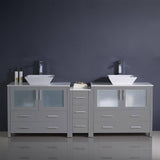 Fresca FCB62-361236GR-CWH-V Torino 84" Gray Modern Double Sink Bathroom Cabinets with Tops & Vessel Sinks