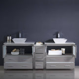 Fresca FCB62-361236GR-CWH-V Torino 84" Gray Modern Double Sink Bathroom Cabinets with Tops & Vessel Sinks