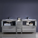 Fresca FCB62-361236GR-I Torino 84" Gray Modern Double Sink Bathroom Cabinets with Integrated Sinks