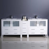 Fresca FCB62-361236WH-I Torino 84" White Modern Double Sink Bathroom Cabinets with Integrated Sinks