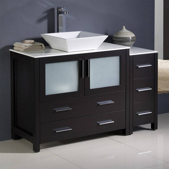 Fresca FCB62-3612ES-CWH-V Torino 48" Espresso Modern Bathroom Cabinets with Top & Vessel Sink