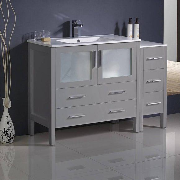 Fresca FCB62-3612GR-I Torino 48" Gray Modern Bathroom Cabinets with Integrated Sink