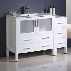 Fresca FCB62-3612WH-I Torino 48" White Modern Bathroom Cabinets with Integrated Sink