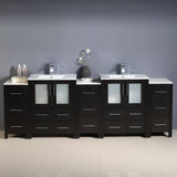 Fresca FCB62-72ES-I Torino 84" Espresso Modern Double Sink Bathroom Cabinets with Integrated Sinks