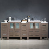 Fresca FCB62-72GO-I Torino 84" Gray Oak Modern Double Sink Bathroom Cabinets with Integrated Sinks