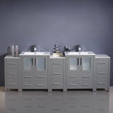 Fresca FCB62-72GR-I Torino 84" Gray Modern Double Sink Bathroom Cabinets with Integrated Sinks