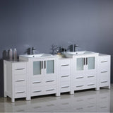 Fresca FCB62-72WH-I Torino 84" White Modern Double Sink Bathroom Cabinets with Integrated Sinks