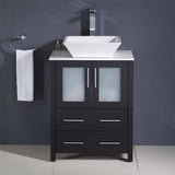 Fresca FCB6224ES-CWH-V Torino 24" Espresso Modern Bathroom Cabinet with Top & Vessel Sink