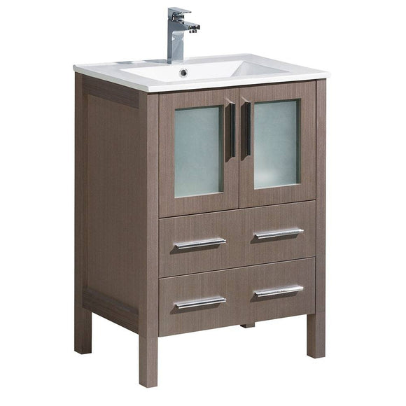 Fresca FCB6224GO-I Torino 24" Gray Oak Modern Bathroom Cabinet with Integrated Sink
