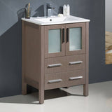 Fresca FCB6224GO-I Torino 24" Gray Oak Modern Bathroom Cabinet with Integrated Sink