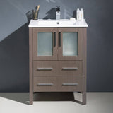 Fresca FCB6224GO-I Torino 24" Gray Oak Modern Bathroom Cabinet with Integrated Sink