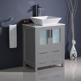 Fresca FCB6224GR-CWH-V Torino 24" Gray Modern Bathroom Cabinet with Top & Vessel Sink