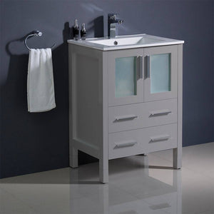 Fresca FCB6224GR-I Torino 24" Grey Modern Bathroom Cabinet with Integrated Sink