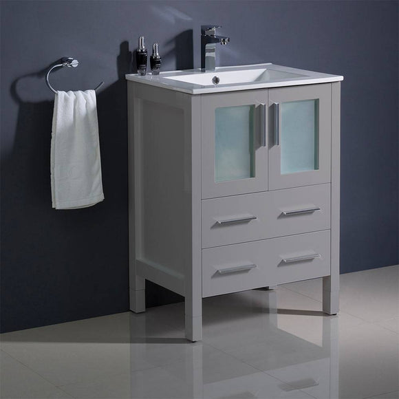 Fresca FCB6224GR-I Torino 24" Gray Modern Bathroom Cabinet with Integrated Sink
