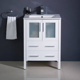 Fresca FCB6224WH-I Torino 24" White Modern Bathroom Cabinet with Top & Integrated Sink